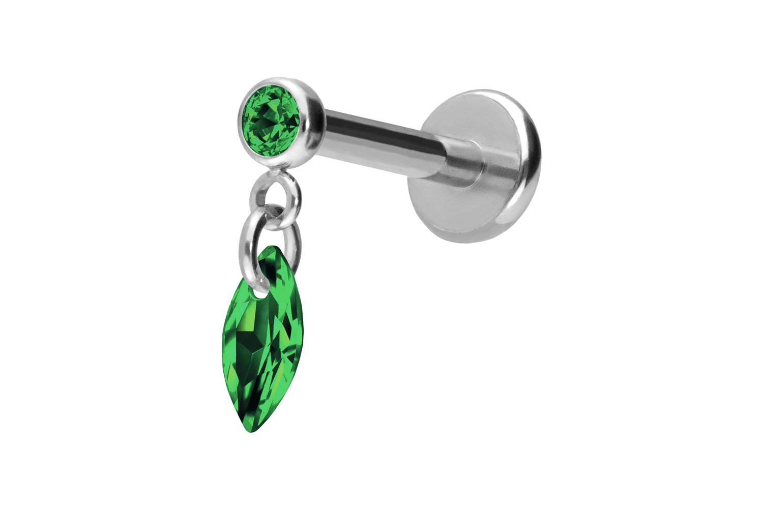 Titan Labret Piercing mit Push Fit KRISTALLOVAL